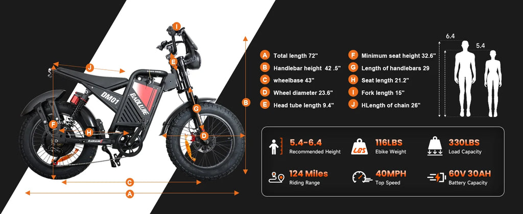 BAOLUJIE DM01 Electric Bike for Adults — 60V 2000W, Up to 42 MPH, Long-Range