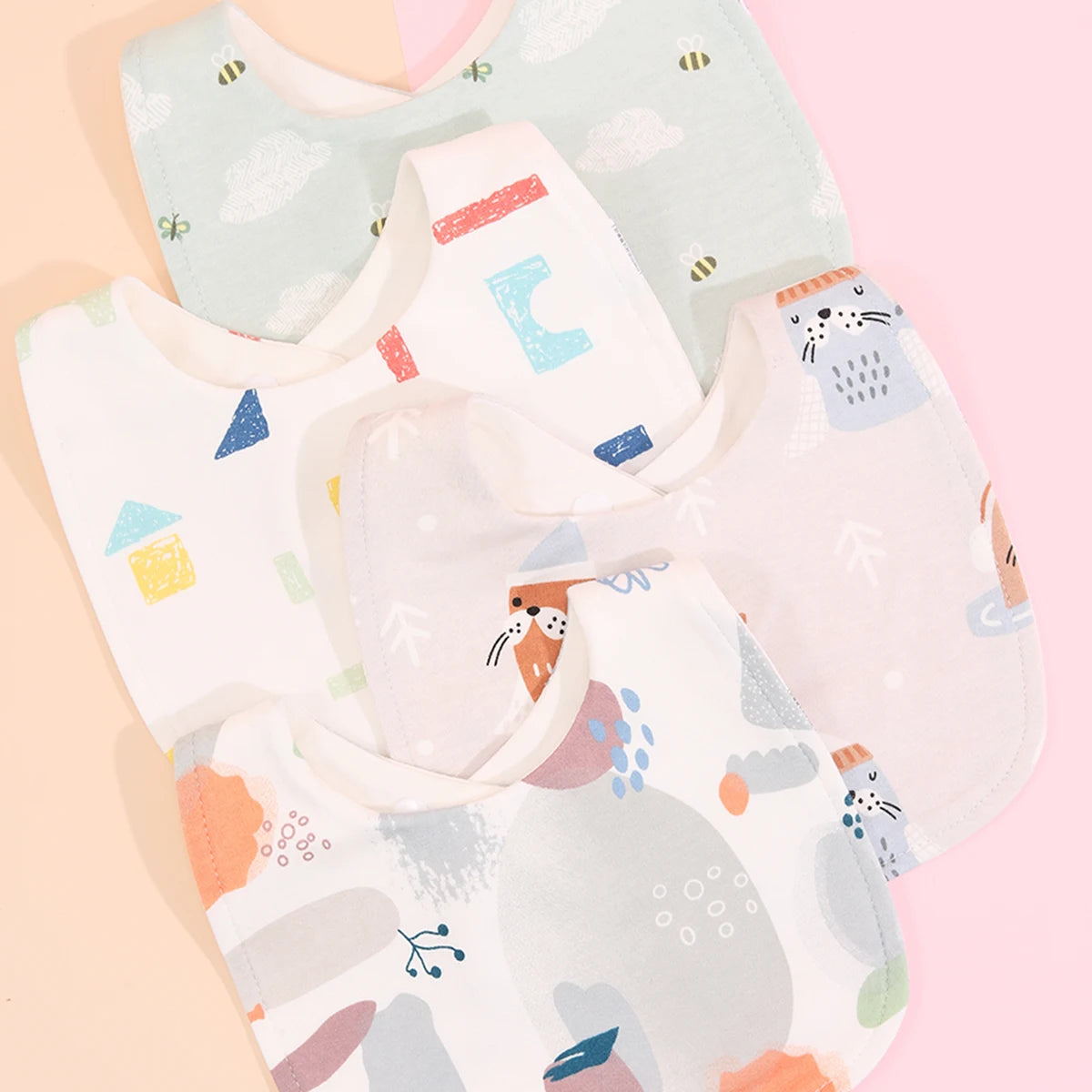 4pcs Cotton Soft Baby Adjustable Bibs Infant Bib Newborn Burp Cloths Bandana Scarf for Kids Boy Girls Feeding Saliva Towel