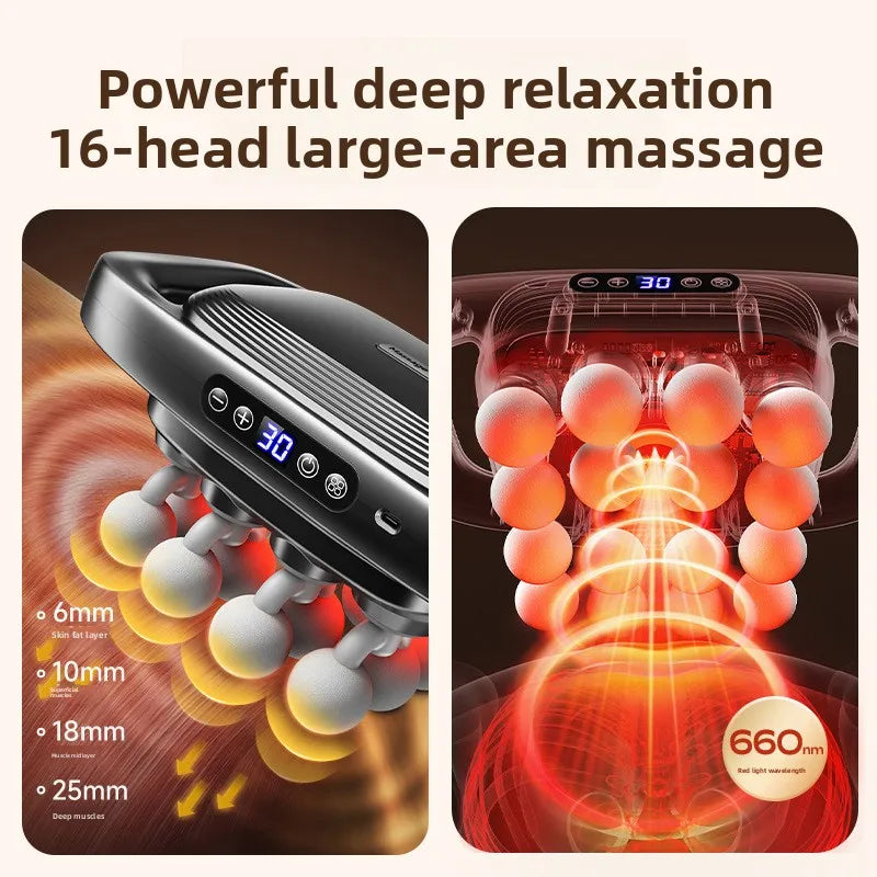 2025 new product launch S10 16-head fascia gun multi-head massager waist back legs hands whole body muscles deep relaxation