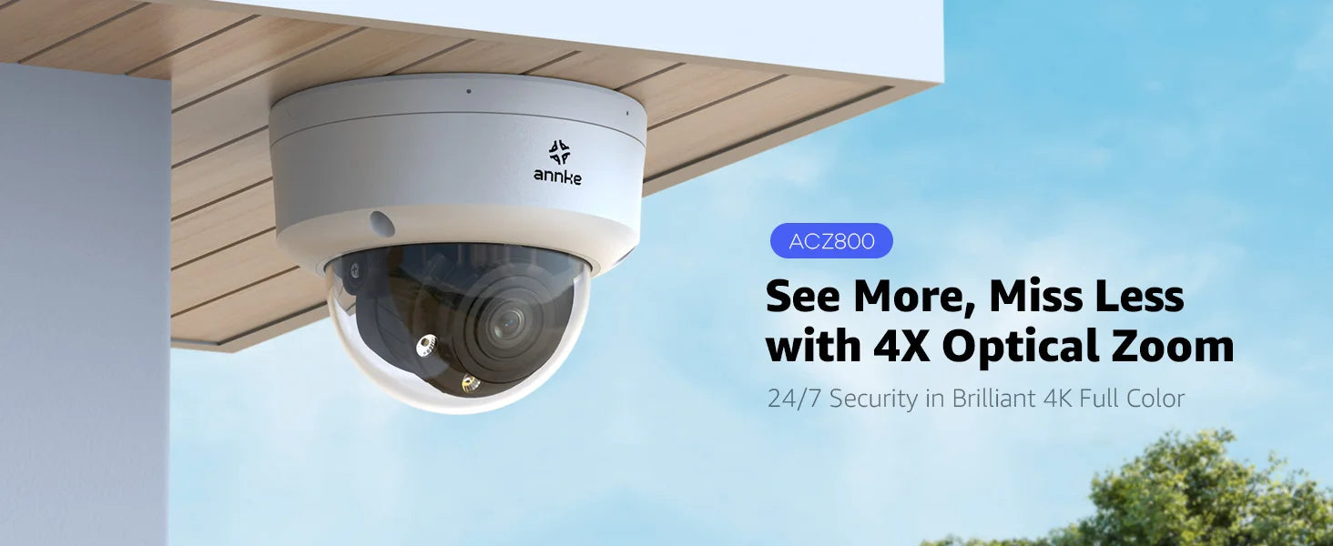 ANNKE H.265+ 4K Ultra HD IP Camera 4X Optical Zoom Dome Camera Home 8MP Night Vision Security Camera 2.8mm poe camera outdoor 4k