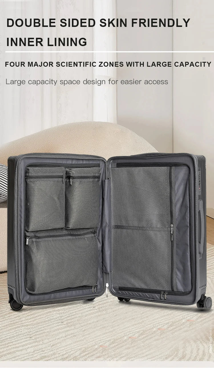 sushimu Suitcase Wide Handle Travel Suitcase Men 20 24 26 Carry-On Luggage Women PC  Trolley Case Can expand capacity