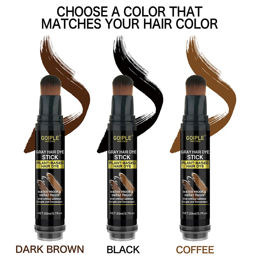 GOIPLE Gray Hair Dye Stick for Men & Women Cover Gray Hair Root Touch Up Temporary Coloring Disposable Plant-Based Hair Dye Pen