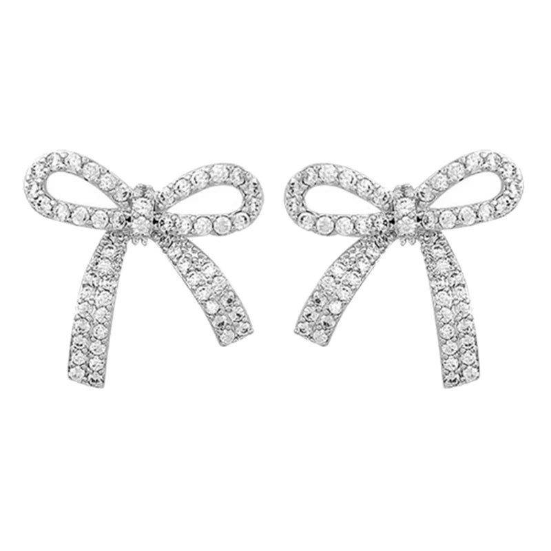 Light Luxury Bowknot Drop Earrings | Elegant Long Bow Studs for Women