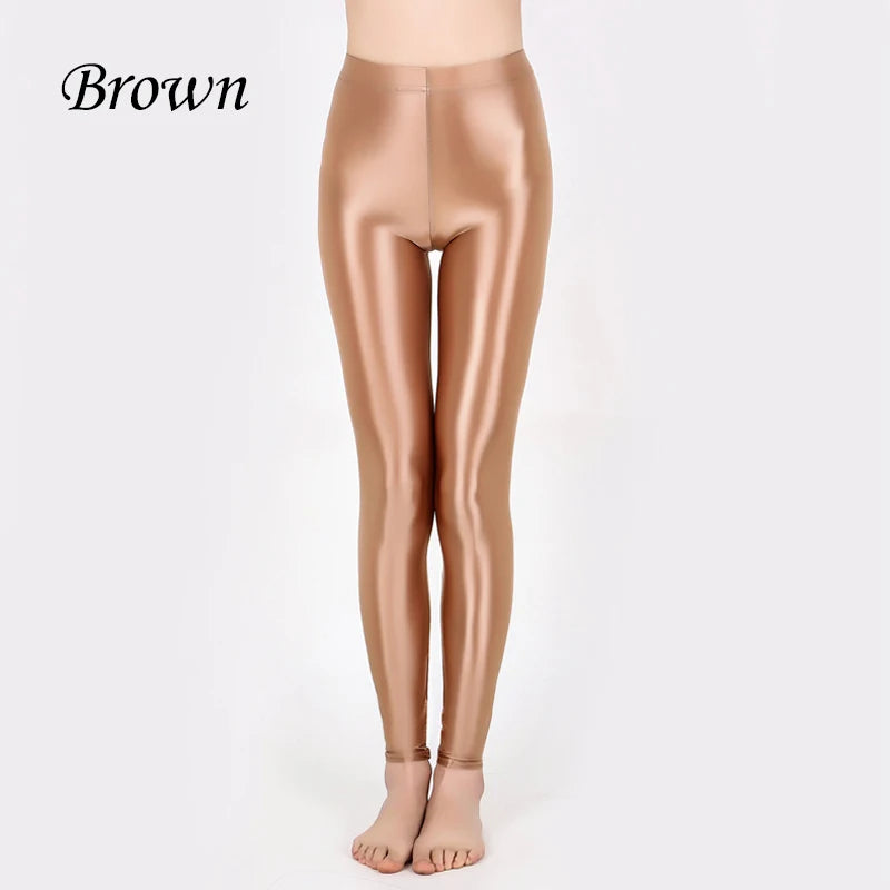 GlossFit™ Satin Shiny Leggings — High-Waist Slim Glossy Yoga Pants for Women
