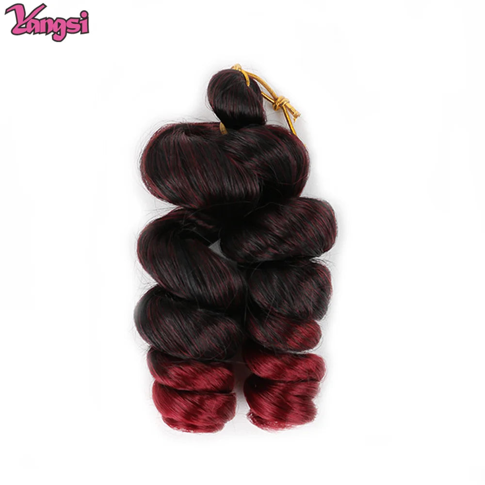 8“ Short  French curl Bob Braids Crochet Box Braids Ombre Colored Synthetic Hair Extensions Brown Blonde Purple Crochet Hair