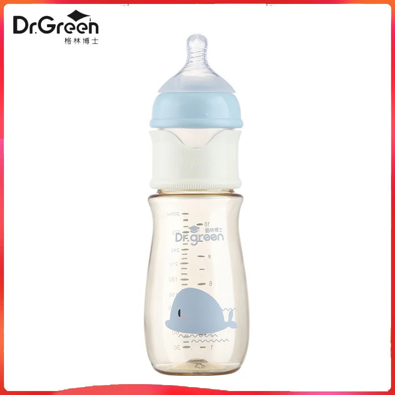 Dr.Green Newborn Baby Bottle Glass 150ml/240ml Wide Mouth Bottle Sealed isolation Fast milk filling Removable/Washable Bottles