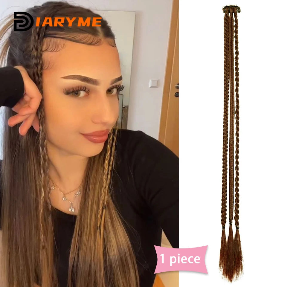Synthetic Wig Braids With Clip Boxing Braid Dreadlocks Clip In Hair Extension Dirty Braids Boxer Braid Heat Resistat Hairpieces