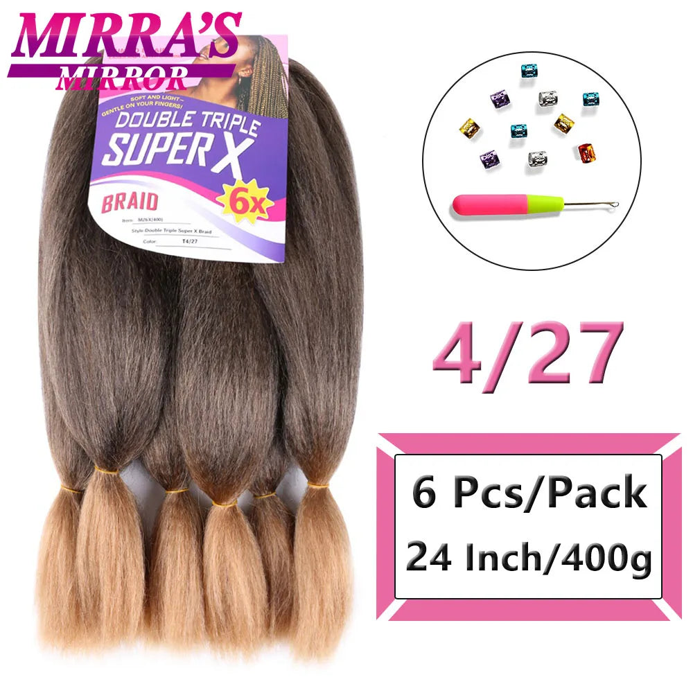 400G 24 Inch Long Jumbo Braiding Hair Super X Synthetic Jumbo Hair Extensions For Braiding African Twist Box Braids Blue Ombre