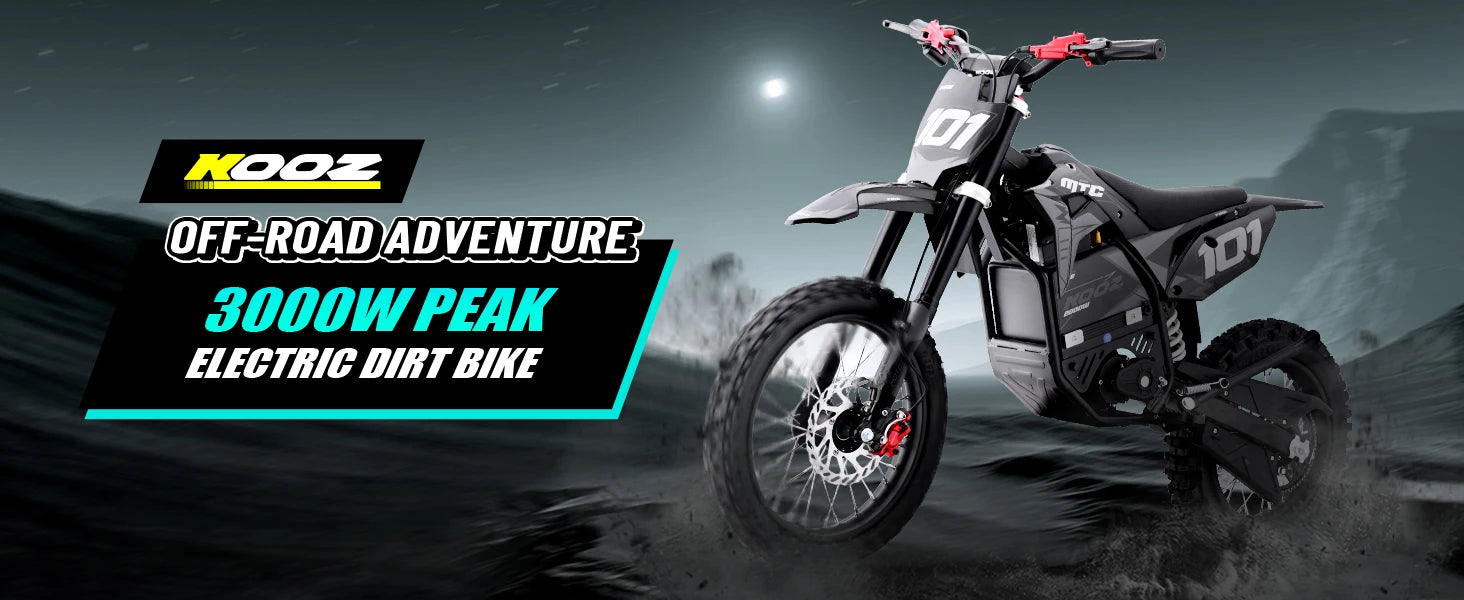 KOOZ HP115E 60V 2000W Electric Dirt Bike | Hydraulic Brakes & 14" Fat Tires E-Moto for All Terrain