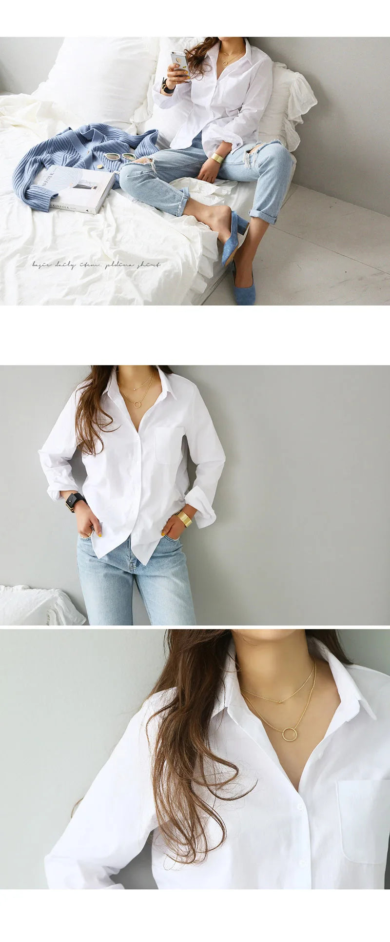 Cotton Blouse White Shirt Fashion Women Blusas Mujer De Moda OL Style Tops Casual Ladies Long Sleeve Shirts and Blouses 3496