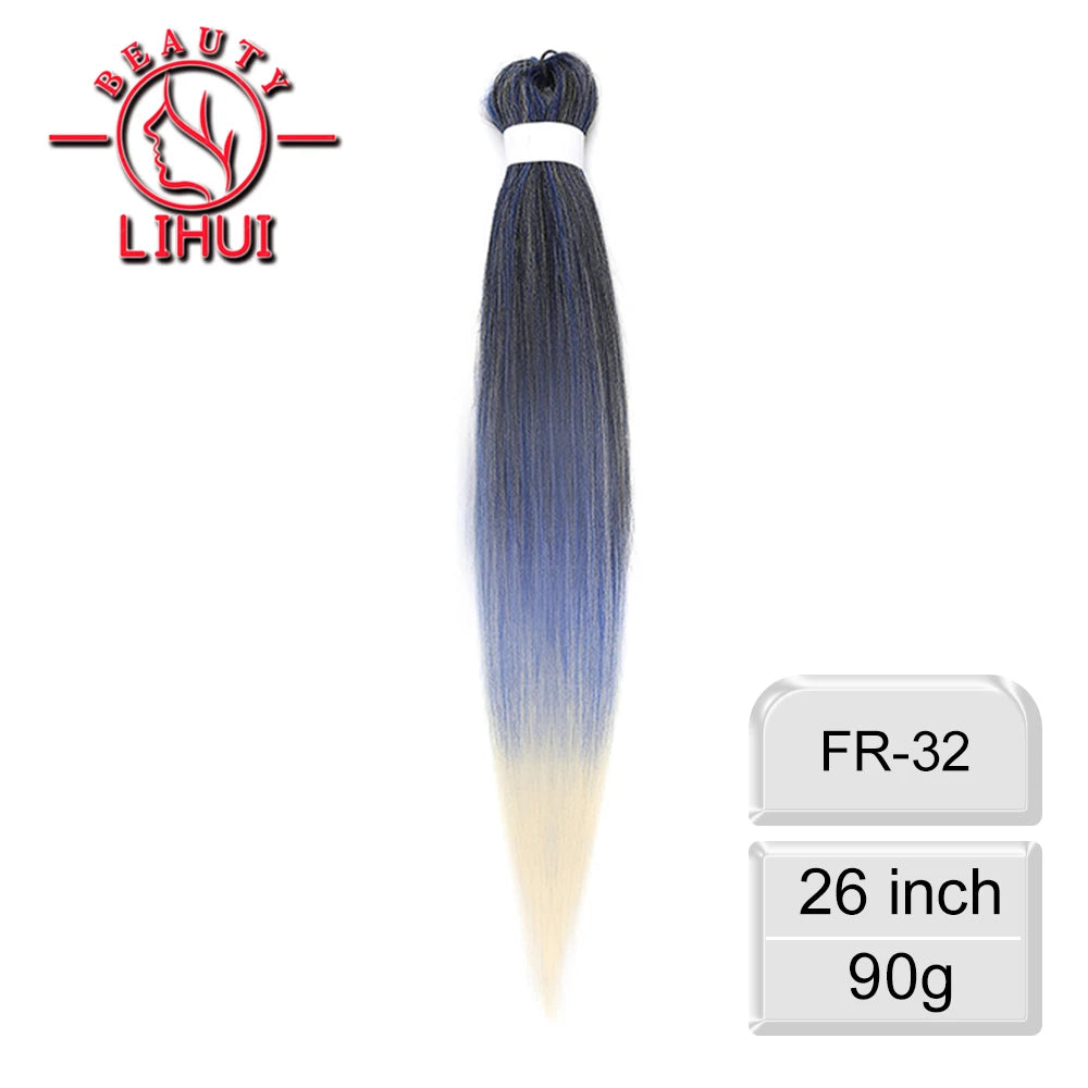 LIHUI Pre-Stretched Jumbo Braids — 26" 90 g Synthetic (Red/Pink, Frosted Colors)