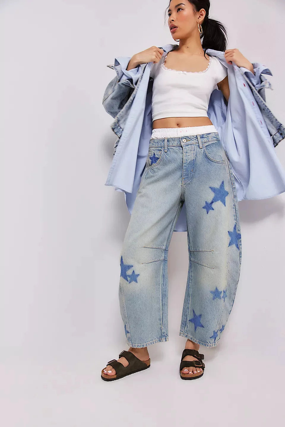 Loose Women's Jeans 2025 Spring Cross-Border Ebay Street Style Low Waist Tapered Denim Cotton Polyester Blend Nine-Piece Pants