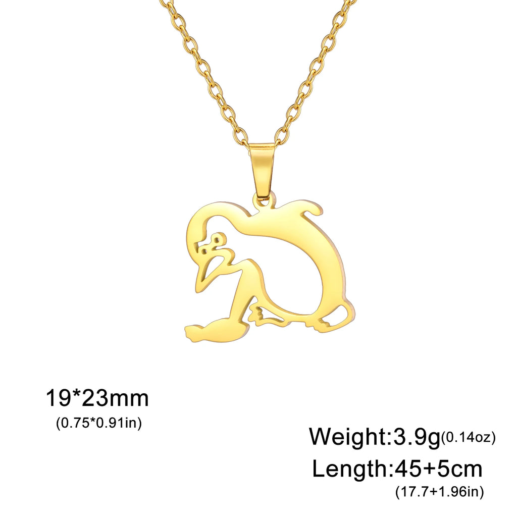Walking Penguin Pendant Necklace | Stainless Steel Animal Chain for Women