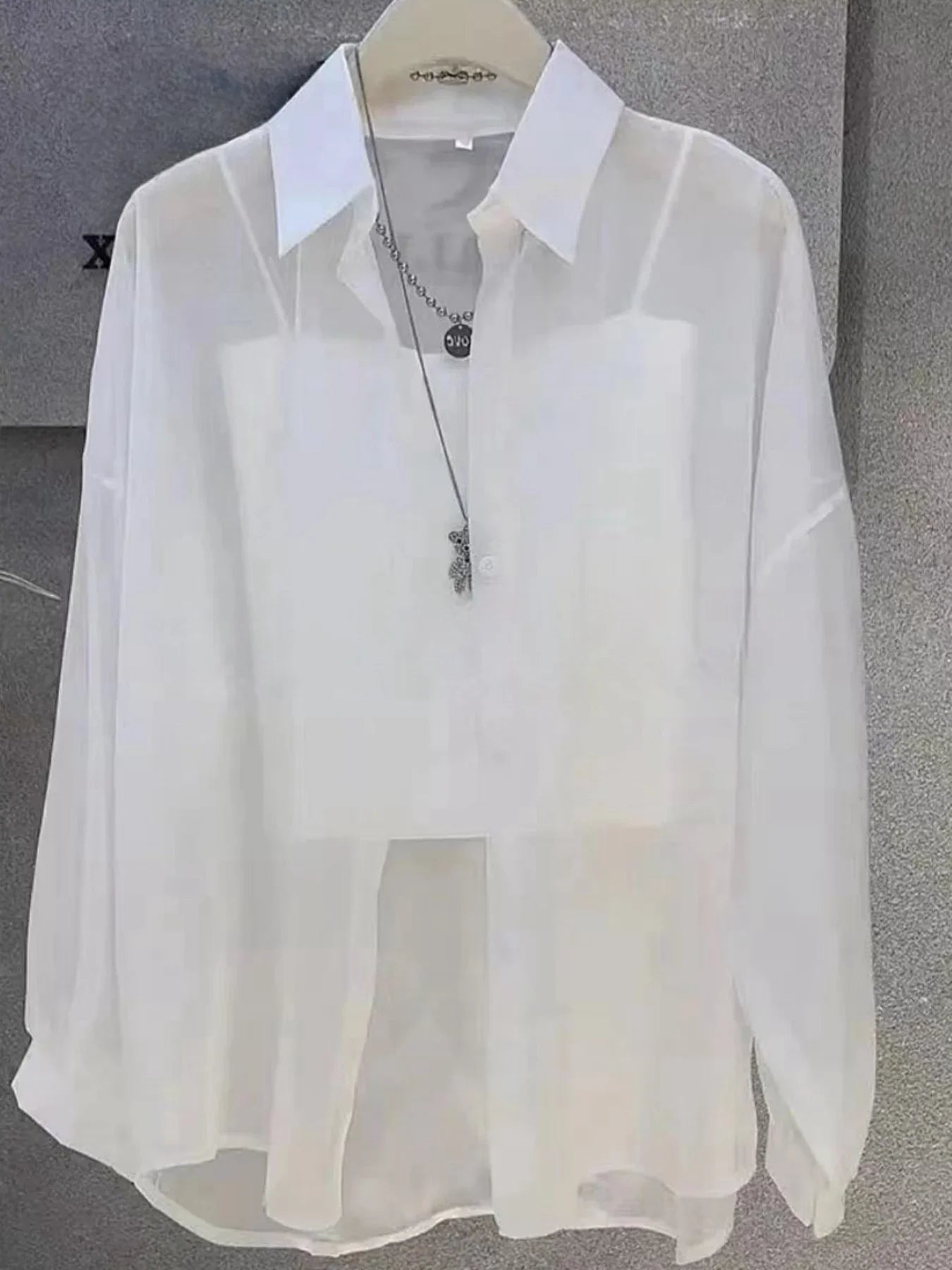 Plus Size Women’s Shirts 2025 Summer Breathable and Sun-Proof Ice Silk with Button Thin Loose Sheer Chiffon Blouses Long Sleeve