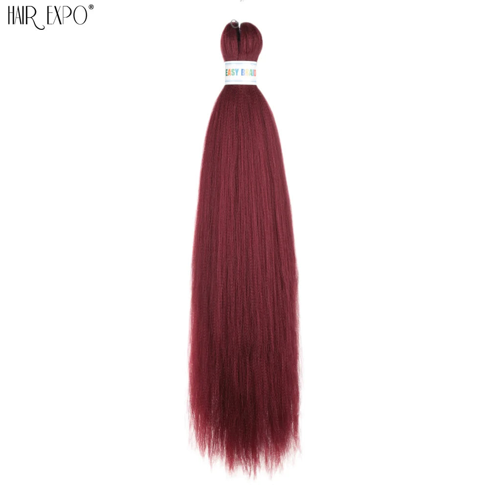 26Inch Easy Braids Hair Synthetic Colourful Pre Stretched Braiding Hair Extensions Jumbo Braids Ombre Yaki Long Straight Hair