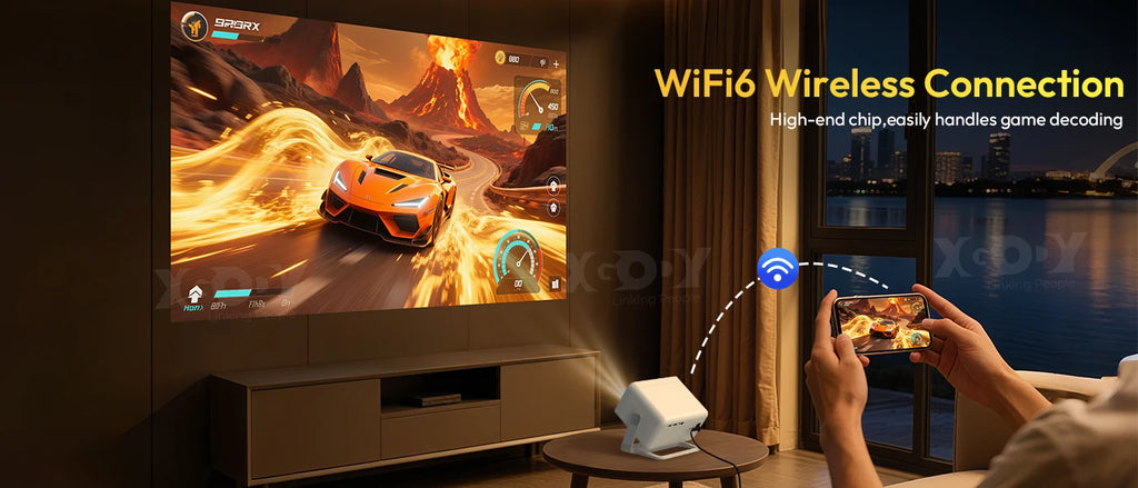 XGODY A6 PRO 4K Native 1080P 650 ANSI Smart Projector AI Auto focus Keystone Correction 360° Portable Projector  Home Cinema