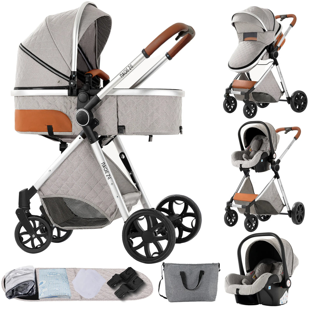 Baby Stroller 3-in-1 Travel System Carriages for Newborns Pushichair Car Seat Stroller High Landscape Lightweight Baby Prams