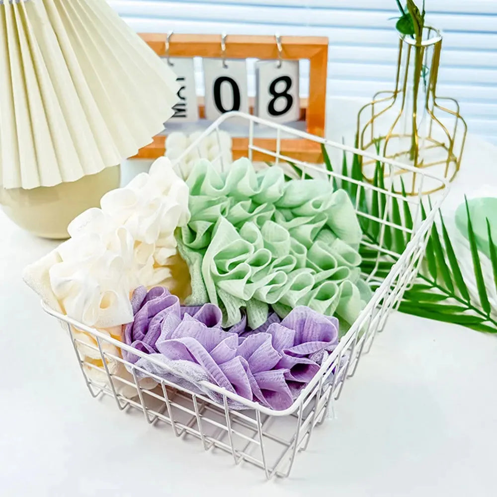 2-In-1 Bath Ball Towel Loofah With Drawstring Closure For Soap Soft Exfoliating Mesh Shower Sponge Body Skin Care Bathing Tools
