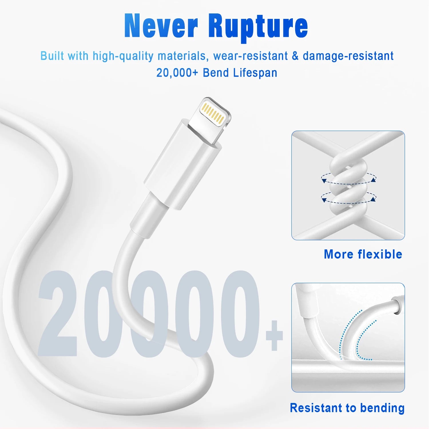 3A USB Cable For iPhone 14 13 12 11 Pro Max X XR 6s 7 8 Plus  3ft  6ft Lead Mobile Phone Fast Charging Cord Data Charger Wire