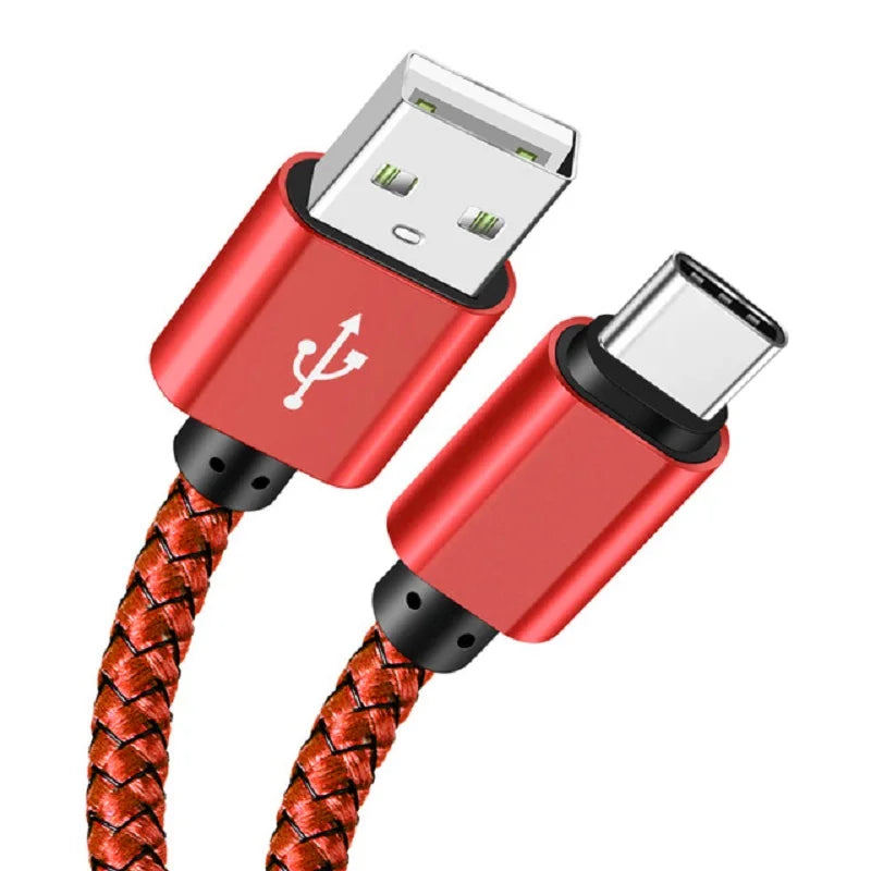 USB A to Type C 2.4A Charging Cable Nylon Data Cable For Samsung Huawei Android phone Braided TypeC Charging Device 1M 2M 3M
