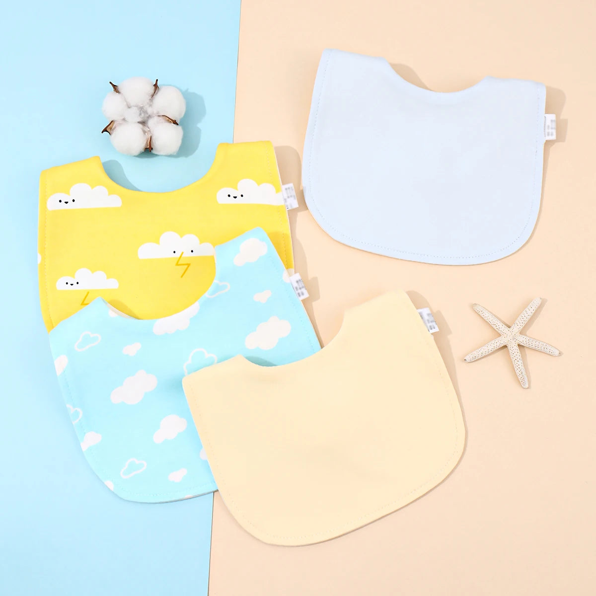 4pcs Cotton Soft Baby Adjustable Bibs Infant Bib Newborn Burp Cloths Bandana Scarf for Kids Boy Girls Feeding Saliva Towel