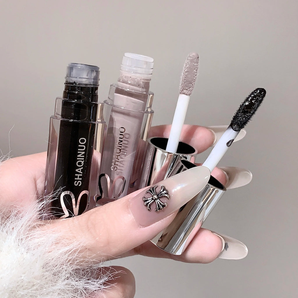 SHAQINUO Water Light Mirror Lip Gloss Lasting Moisturizing Cool Black Silver Gray Pearlescent Fine Sparkling Lipstick Lip Oil