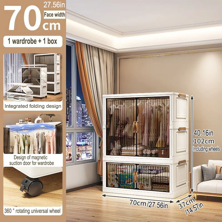 Multifunction Folding Storage Cabinet Dustproof Wardrobe Sundries Cabinet Closet Organizer Locker Storage Box