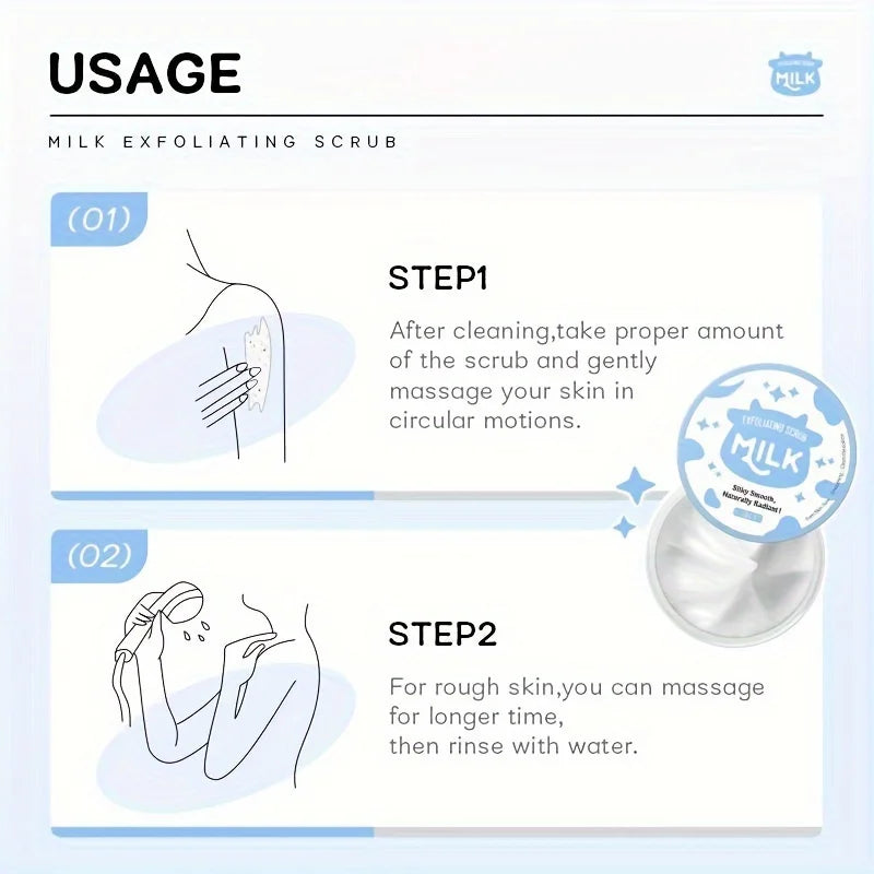 7PCS Milk Skin Care Set Moisturizing Hydration Body Beauty Facial Cleanser Body Scrub Hand Wax Eye Cream Sunscreen Storage Bag