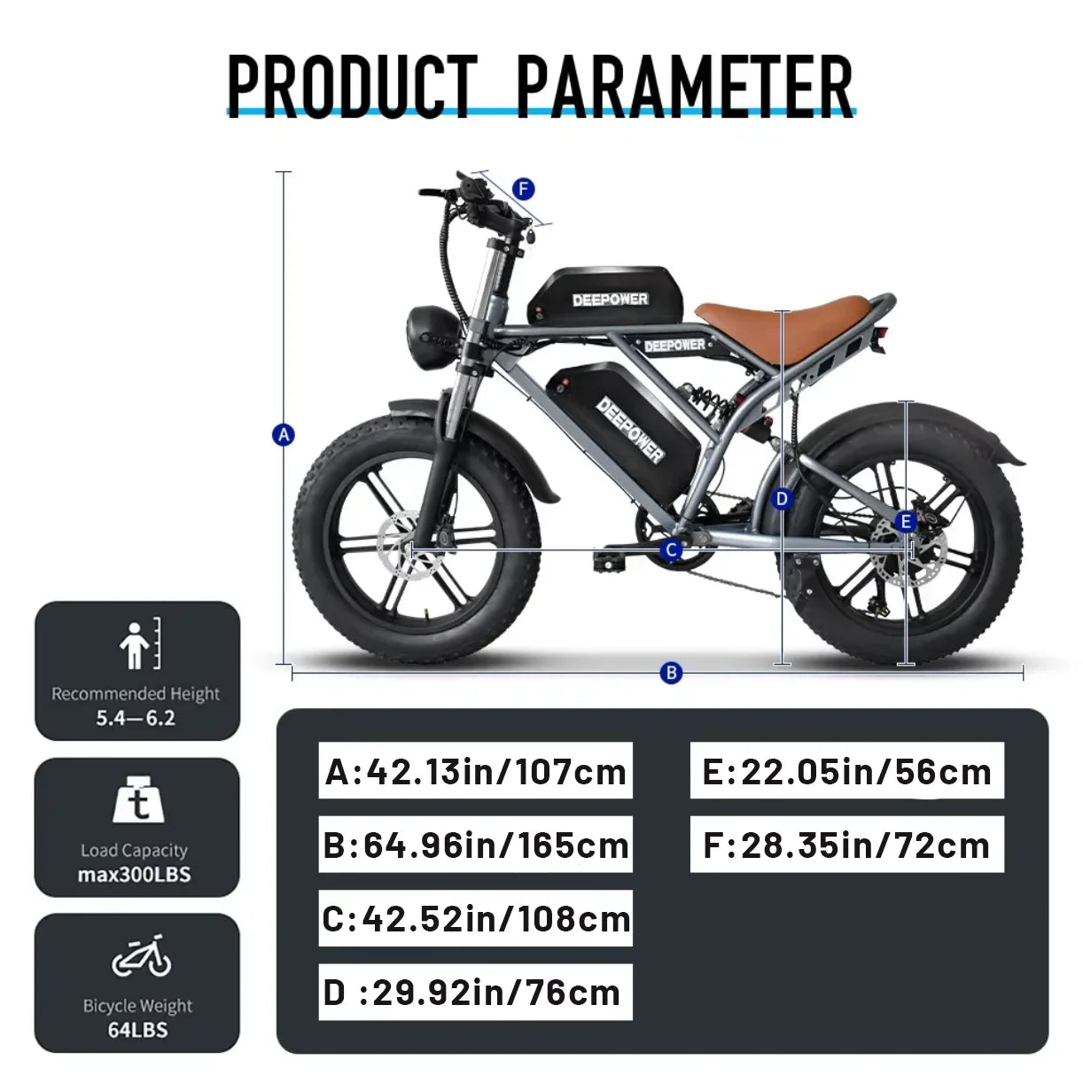 DEEPOWER S7Pro Off-Road Electric Bike — 48V 60Ah LG Battery, 1500W, 20x4 Fat Tires