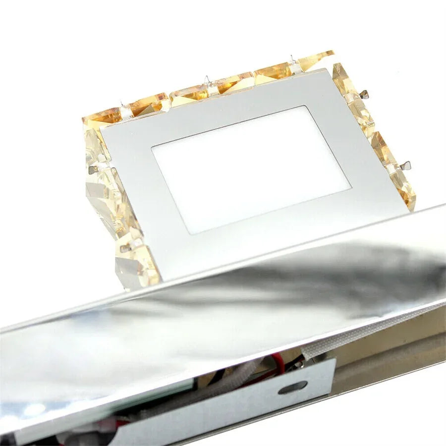 4-Light LED Crystal Vanity Mirror Lamp | Gold Bathroom Wall Light