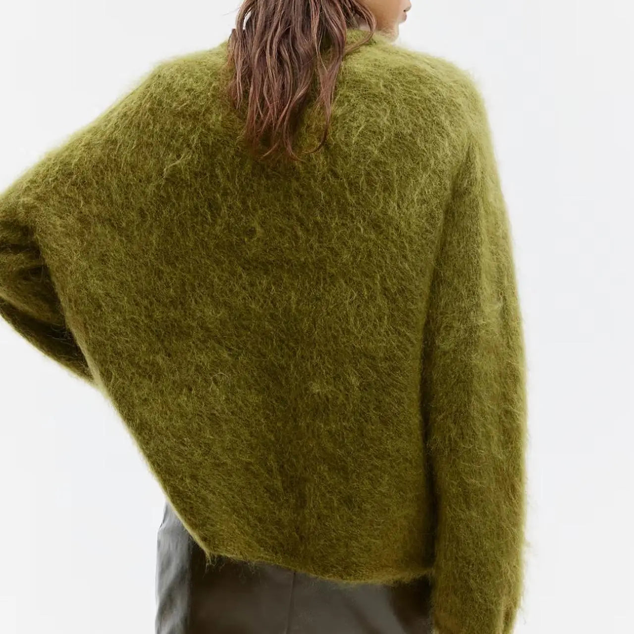 Women’s Oversized Fuzzy Knit Pullover – Solid Color Crewneck Sweater (Cozy “Lazy” Style)