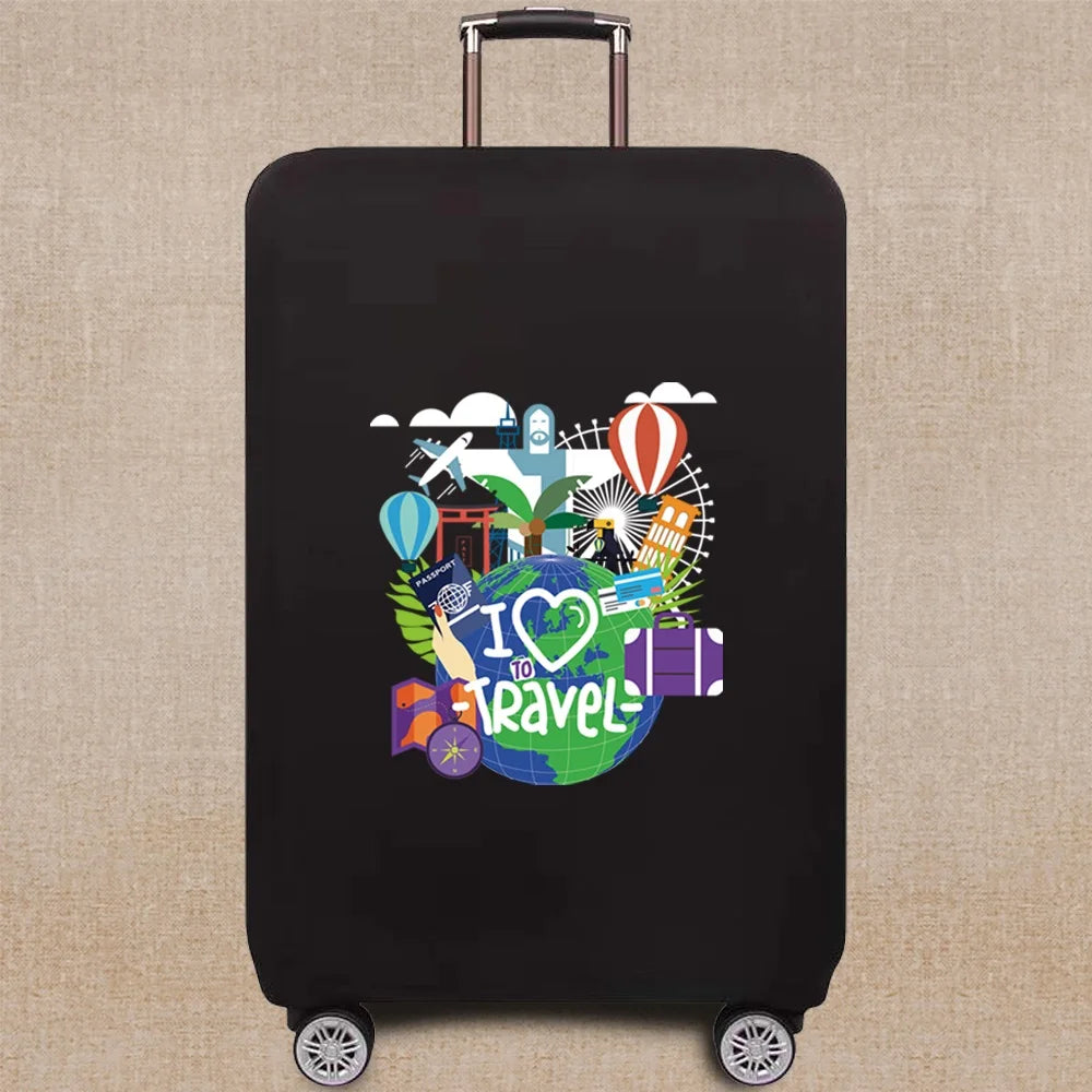 Travel Elastic Protective Cover Luggage Case Travel Global Pattern Series Luggage Cover 18-32inch Travel Accessories