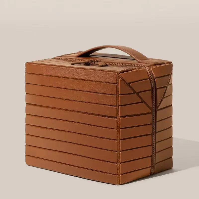 Striped 3D Makeup Bag – European-Style Waterproof Travel Handbag