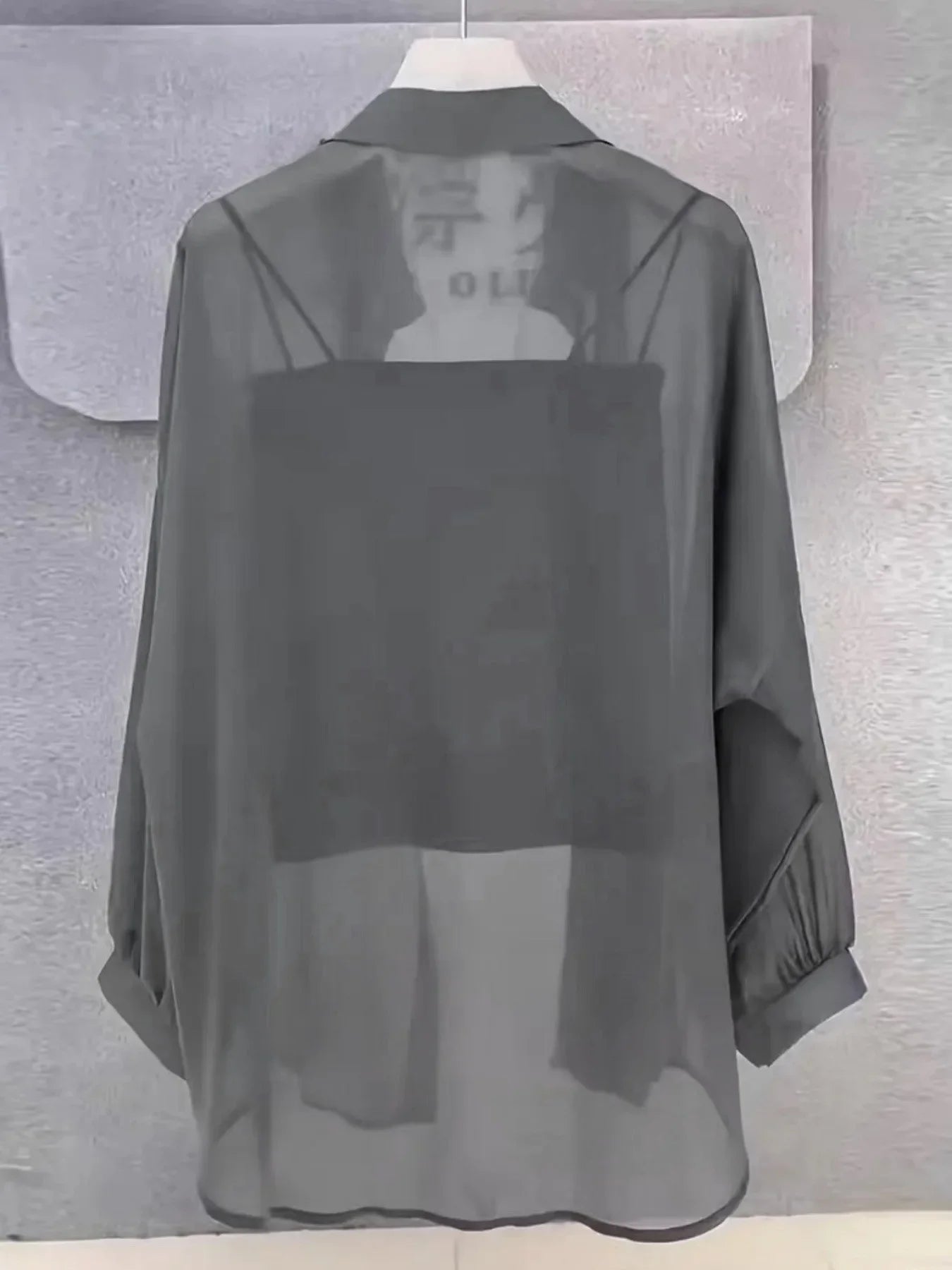 Plus Size Women’s Shirts 2025 Summer Breathable and Sun-Proof Ice Silk with Button Thin Loose Sheer Chiffon Blouses Long Sleeve