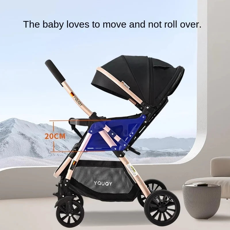 Newborn 0-4 years old Baby stroller can sit and lie down Two-way Children Shock Absorption Folding Baby High Landscape Pram