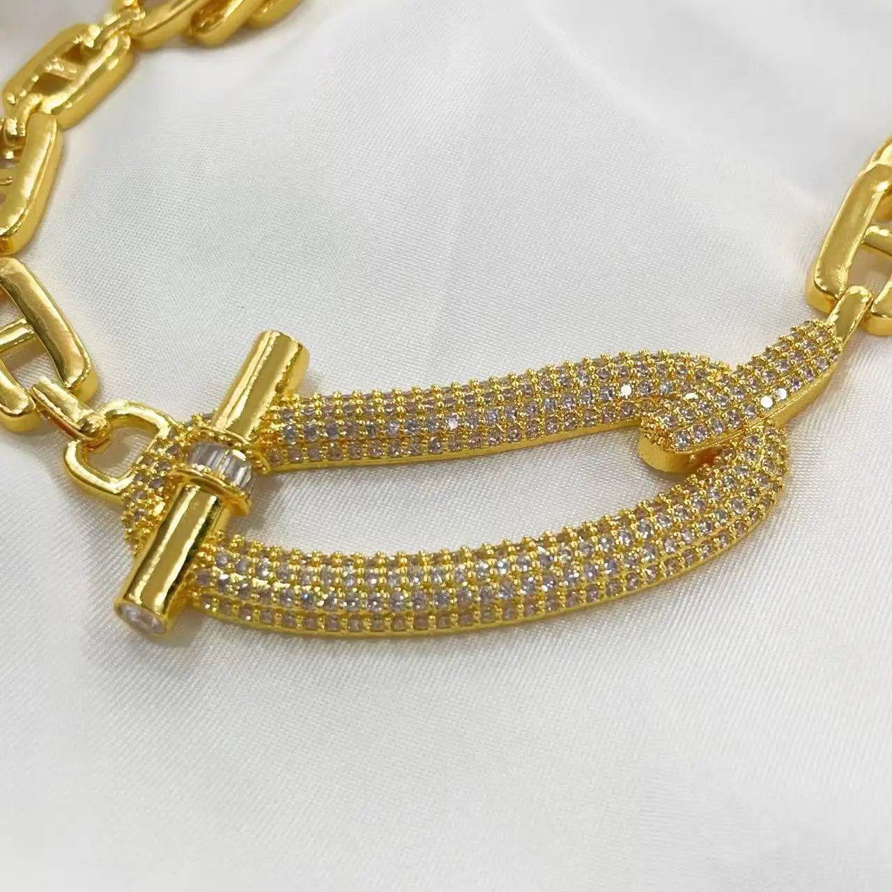 24K Gold-Plated Geometric Zircon Pendant Necklace | Elegant Copper Punk Jewelry for Women