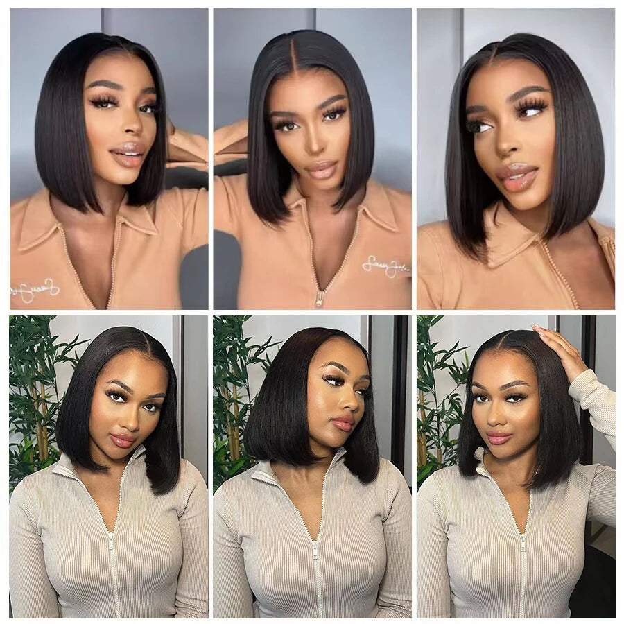 ALIANNÁ Glueless Human Hair Bob Wig — Ready-to-Wear, Pre-Cut 4×4 Transparent Lace (Remy Peruvian)