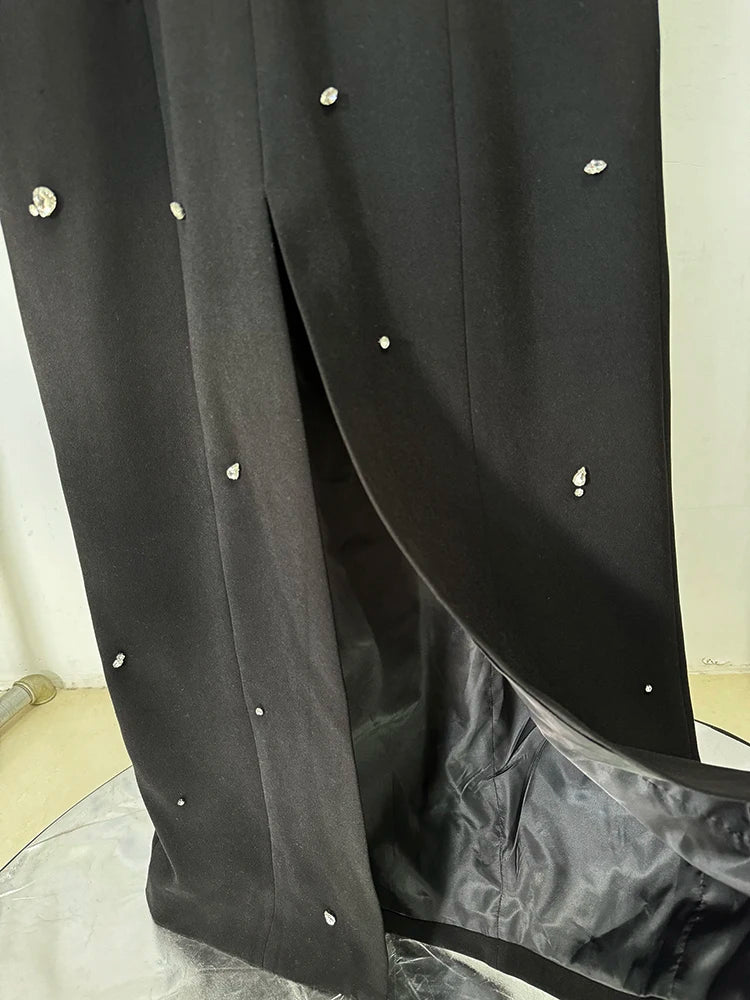 TOP QUALITY Newest 2026 Designer Fashion Women's Rhinestone Diamonds Beaded Long Maxi Dress