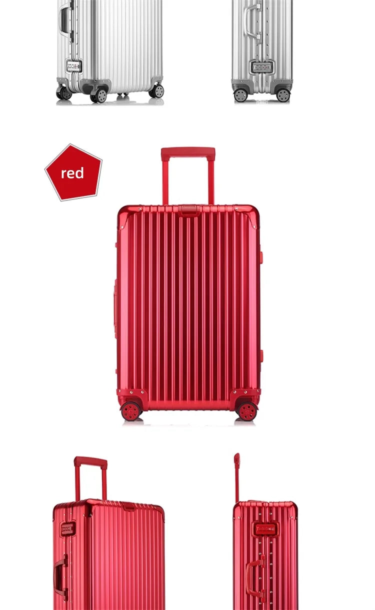 All-aluminum magnesium alloy telescopic suitcase 24-inch luggage business travel case metal combination lock bag 20-inch carry-o