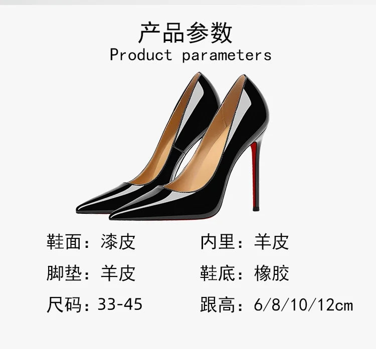 Heels For women 2026 Trend Leather Luxury Red Bottom High Heels 12cm Pointed Toe Stiletto Pumps Elegant Sexy Party Wedding Shoes