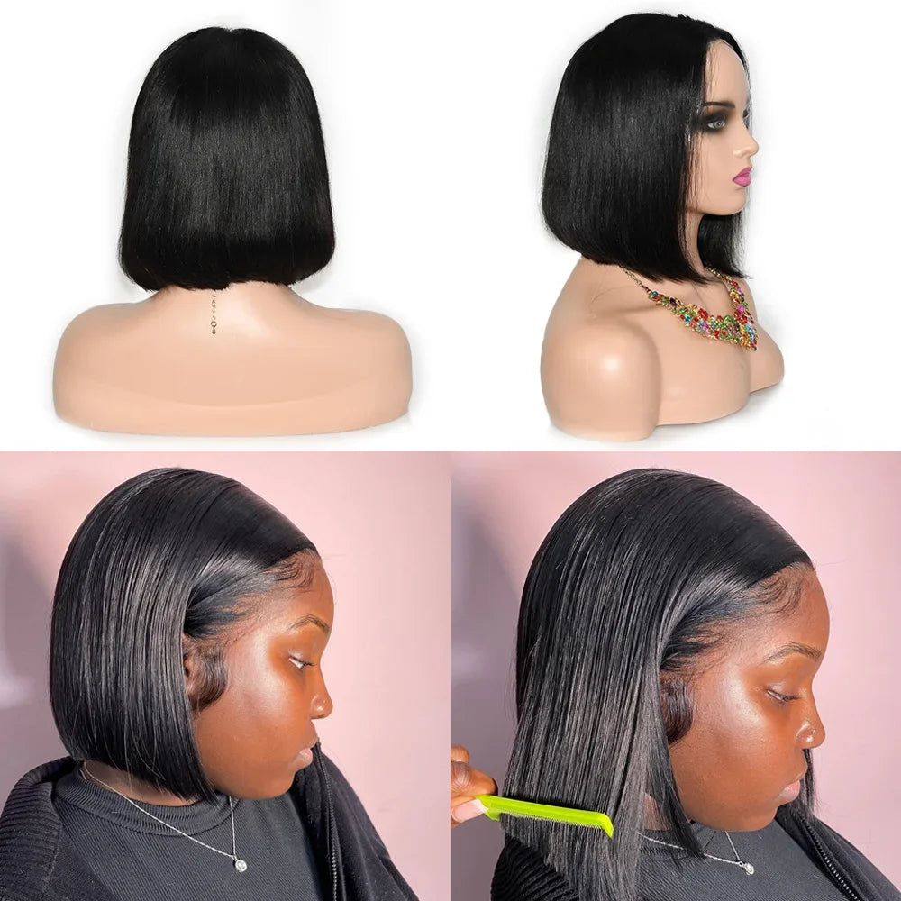 ALIANNÁ Glueless Human Hair Bob Wig — Ready-to-Wear, Pre-Cut 4×4 Transparent Lace (Remy Peruvian)