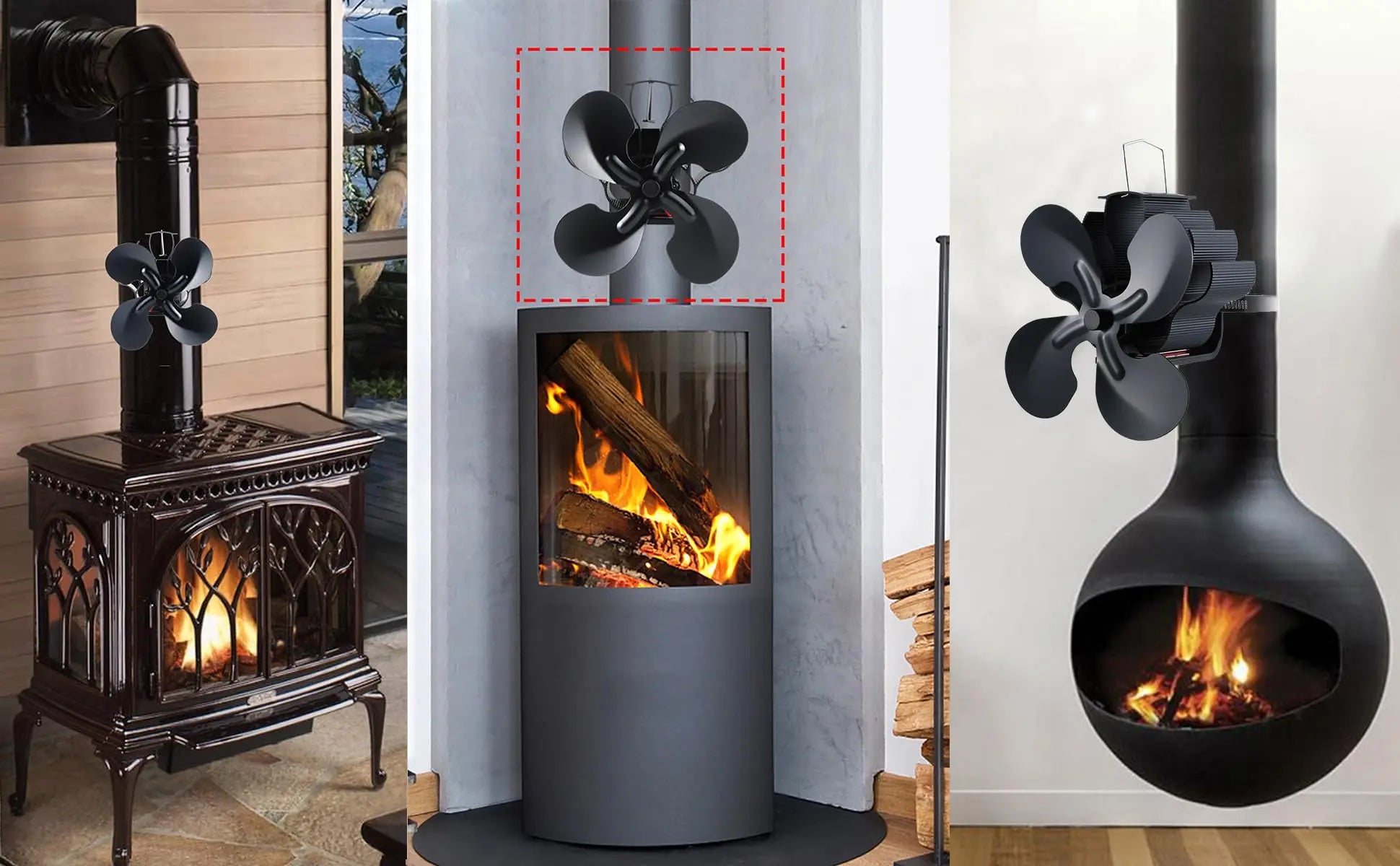 Magnetic Heat Powered Wood Stove Fan for Chimneys and Pipes Efficient Heat Circulation Suitable for Wood/Log Burner/Fireplace