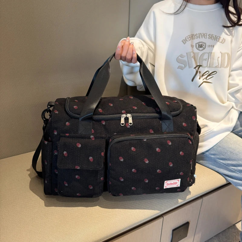 Corduroy Travel Tote Bag Large Capacity Carry On Travel Bag With Shoe Compartment Sports Fitness Bags For Women Duffle Bags