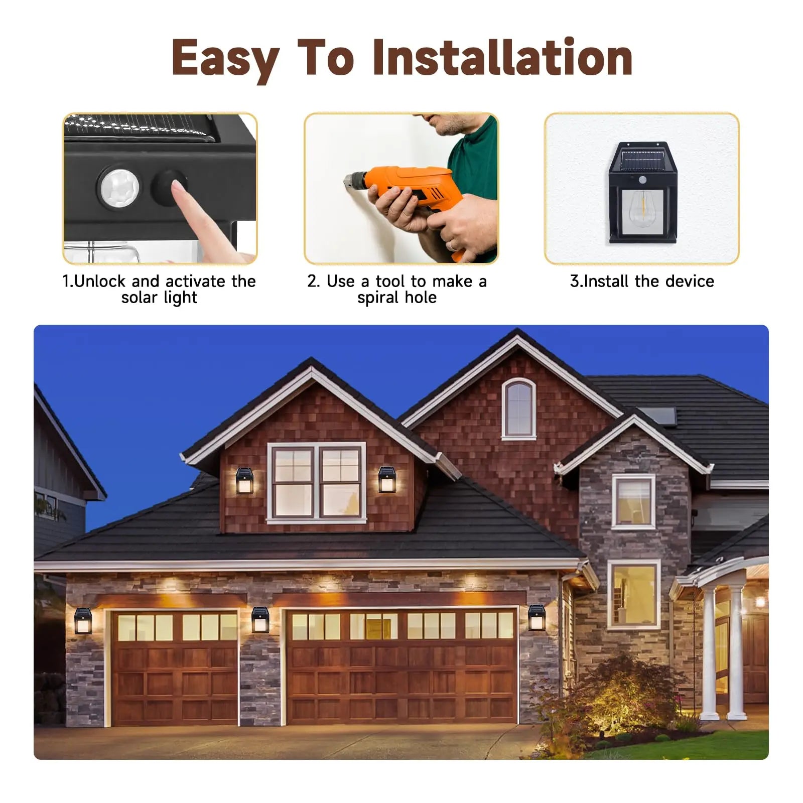 Powerful Outdoor Solar LED Street Light Waterproof Solar Lamp Garden Yard Pathway Wall Decoration External Lighting Fixture