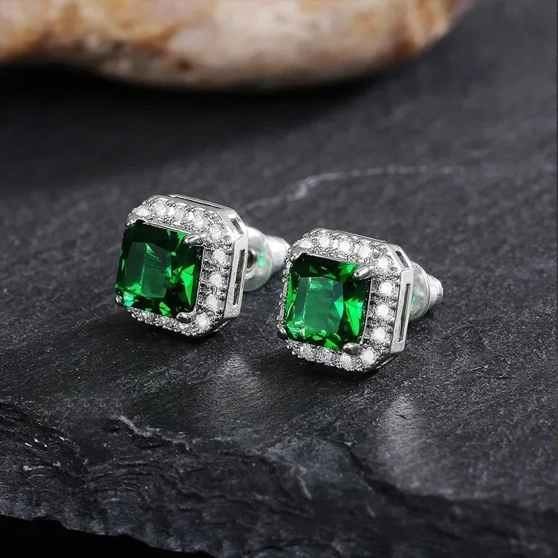 Green Crystal Drop Earrings | Elegant Zirconia Luxury Jewelry for Women