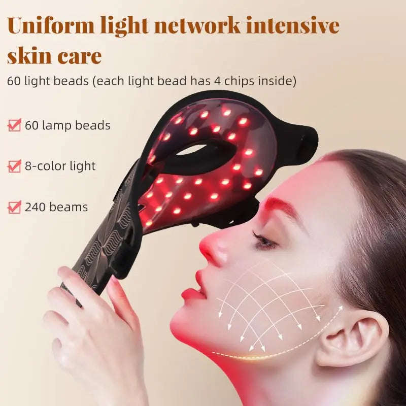 8-Color LED Face & Neck Mask – Red + Near-Infrared Light (USB Rechargeable)