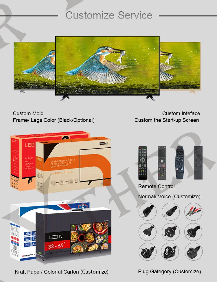 Factory 40 Inch Television Full HD 1080p LED TV 43 50 55 65inch Smart Tv Televisior