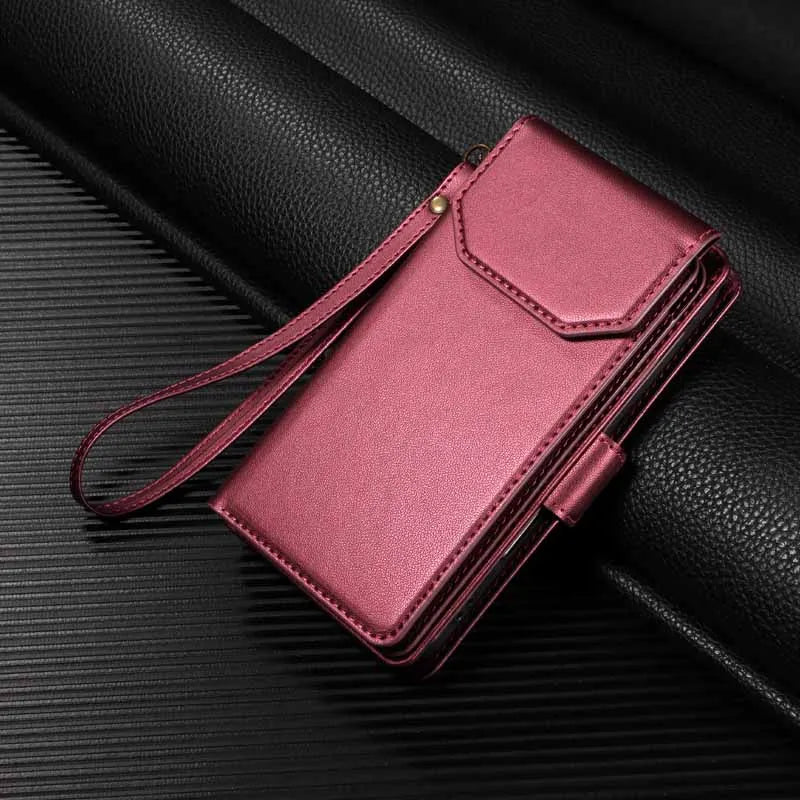 Leather Case For Samsung Galaxy S25 Ultra S24 S23 S22 S21 FE S20 S10 Plus Note 10 8 9 20 Edge Flip Wallet Multi-card Phone Cover