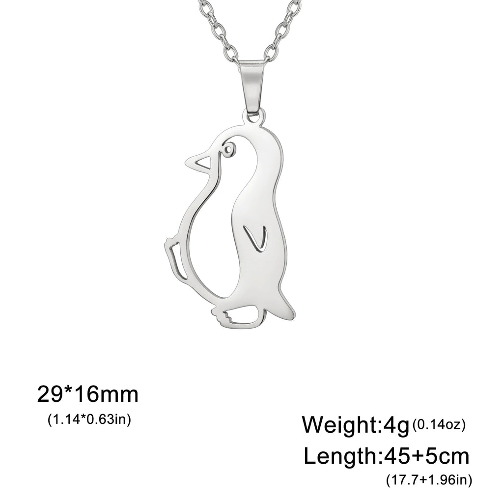 Walking Penguin Pendant Necklace | Stainless Steel Animal Chain for Women