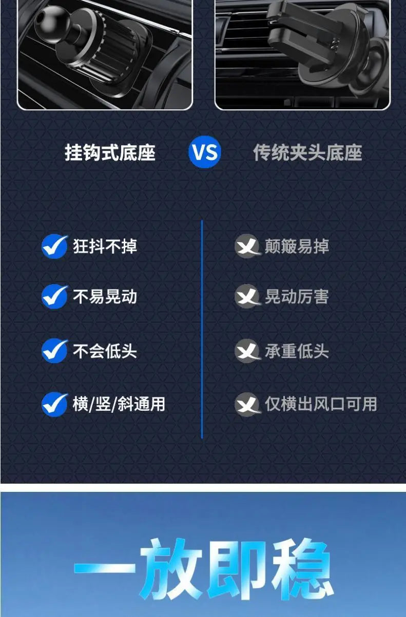 Universal Car Phone Holder with Ventilation Hook for 360 Degree Rotation Installation Anti Shake Supports All Phone Xiaomi